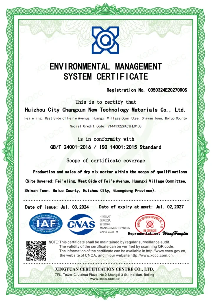 ENVIRONMENTAL MANAGEMENTSYSTEM CERTIFICATE